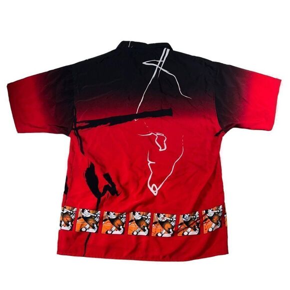 Koman Sport Vintage Y2K Anime Theme Button Down Red / Black Men's XL - Picture 2 of 9